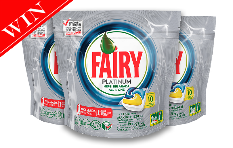 Win a years supply (8 packs) of Fairy Platinum dishwasher tablets worth 328AED!