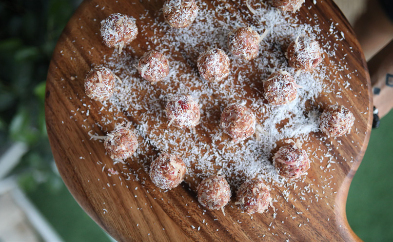 raspberry coconut balls