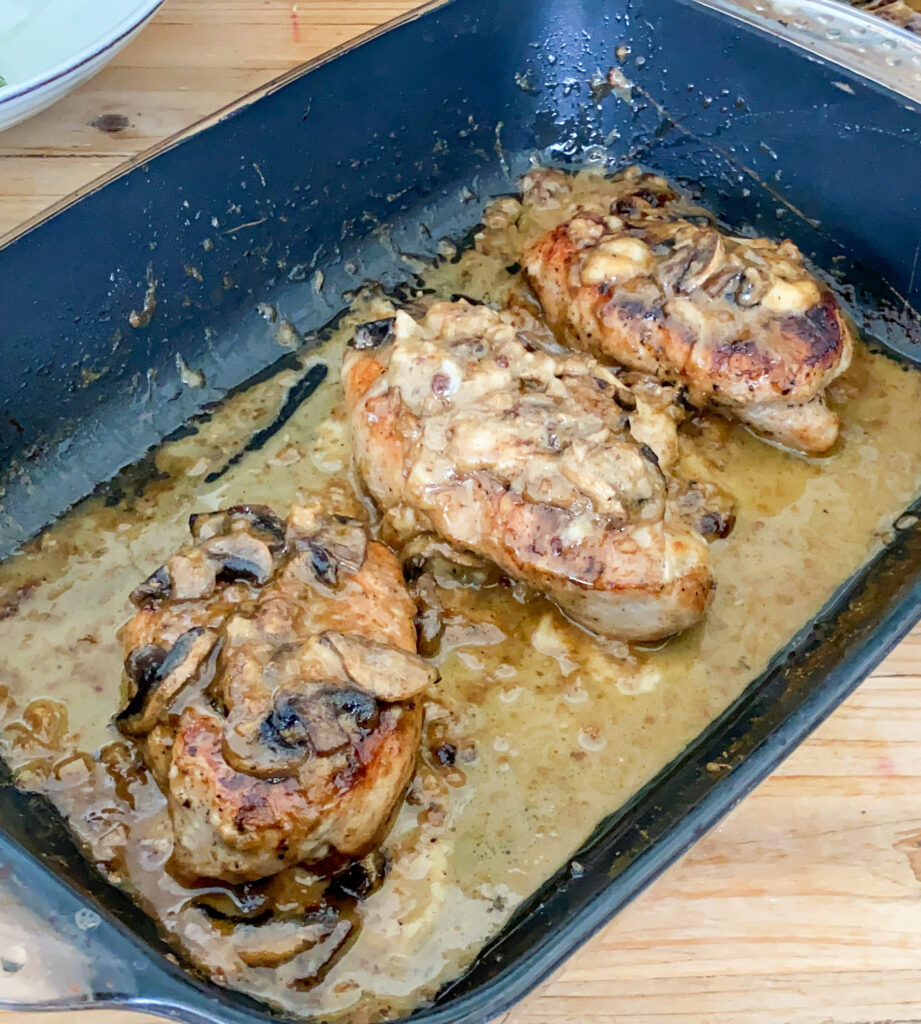 Stuffed chicken with creamy broth