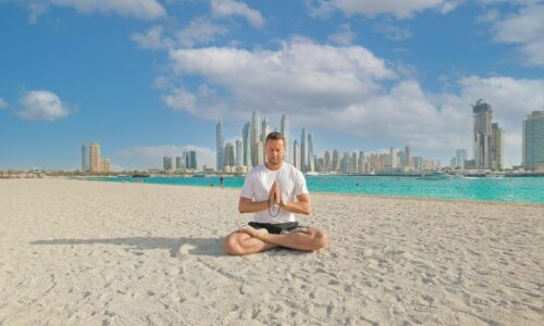 Sunset yoga at Palm West Beach