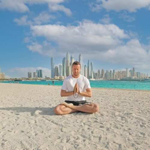 Sunset yoga at Palm West Beach