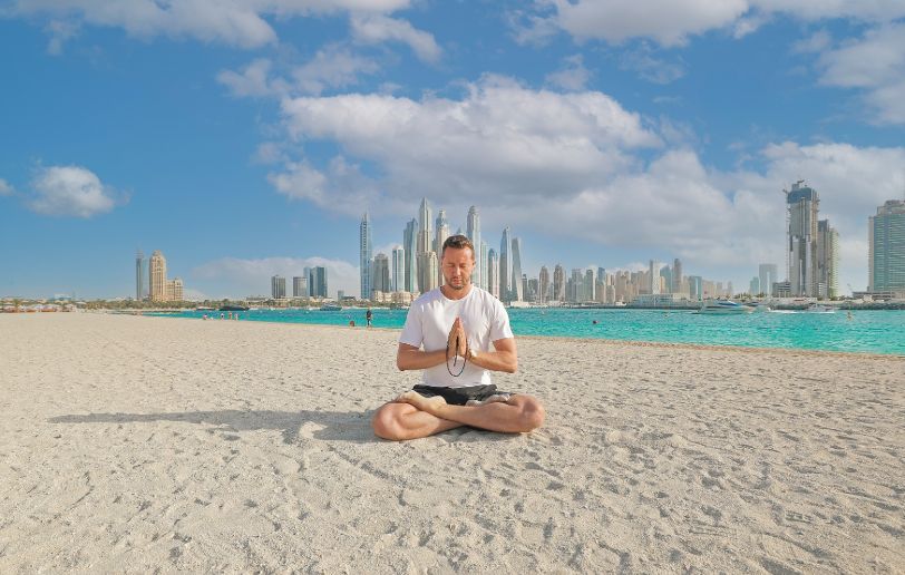 Sunset yoga at Palm West Beach