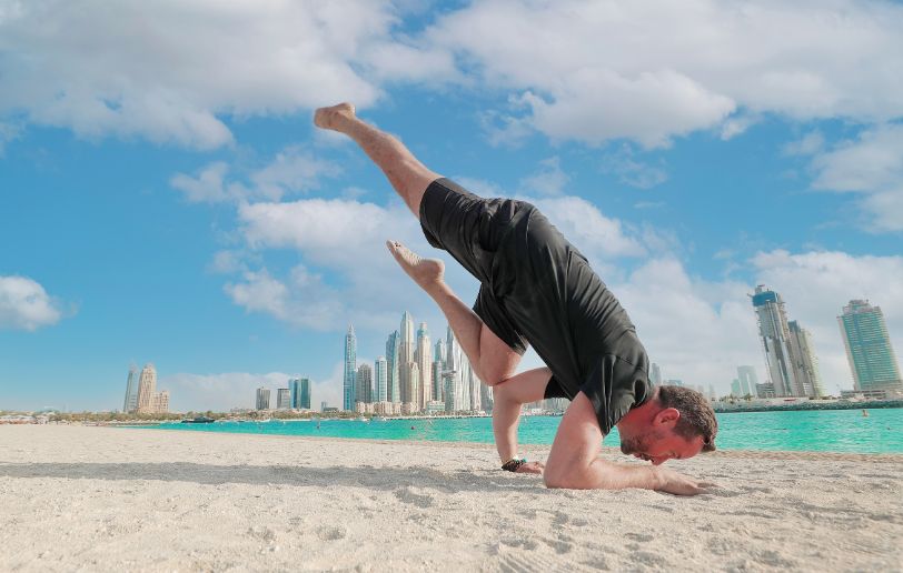 Sunset yoga at Palm West Beach