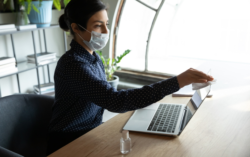 Sanitizing office equipment